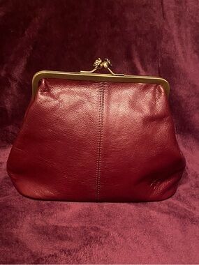 Patricia Nash Burgundy Sofia Leather Kiss-Lock Frame Clutch